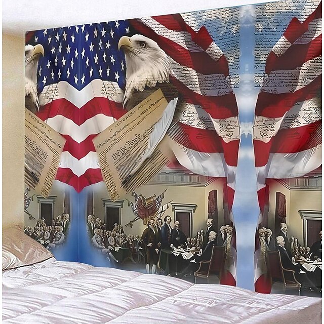 Independence Day Hanging Tapestry 4th July Eagle Liberty Wall Art Large Tapestry Mural Decor Photograph Backdrop Blanket Curtain Home Bedroom Living Room Decoration 5