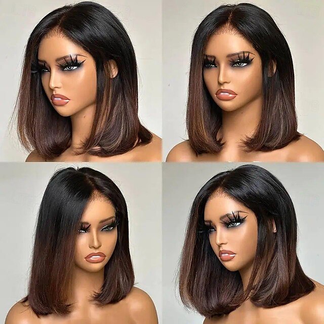  Capelli umani di Remy 13x4 Pizzo Frontale Parrucca Parte libera Brasiliano Diritto serico Ramato Parrucca 130% 150% Densità dei capelli con i capelli del bambino Capelli schiariti 100% Vergine Senza