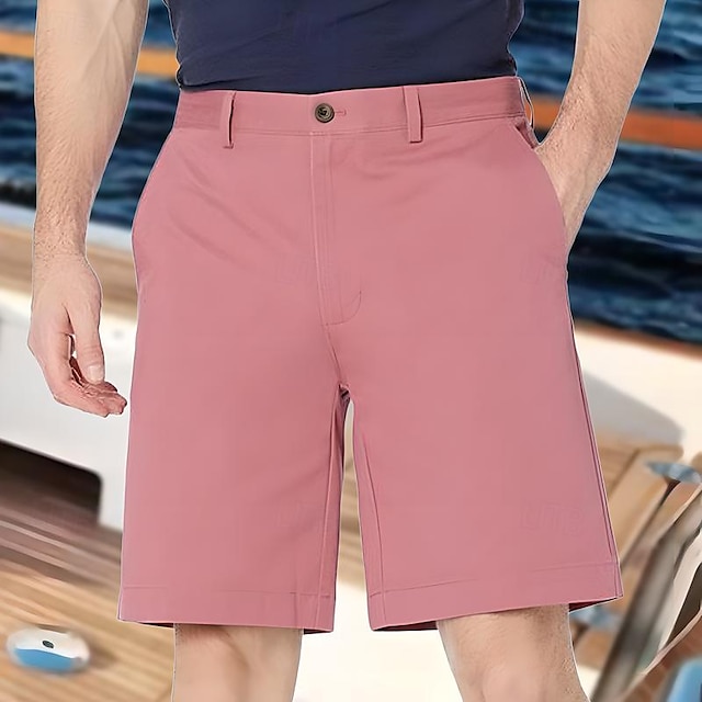  Men's Pink Shorts Summer Shorts Work Shorts Casual Shorts Button Pocket Plain Comfort Formal Party Work Fashion Classic Style Pink Khaki