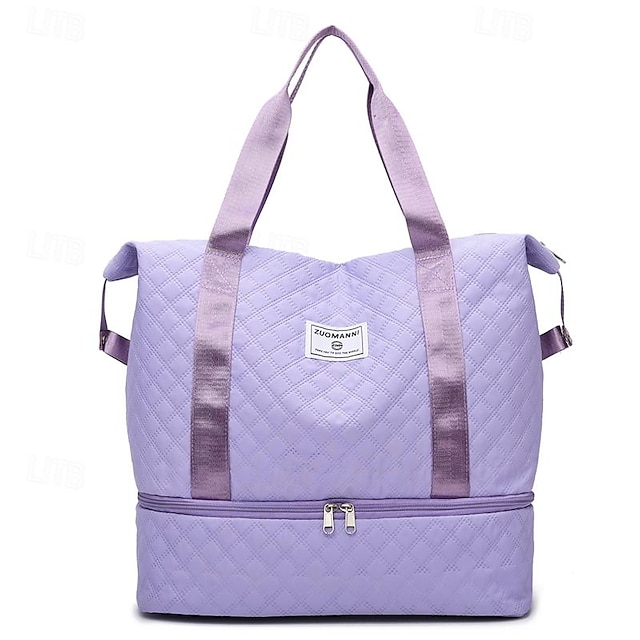  Women's Handbag Gym Bag Oxford Cloth Travel Zipper Large Capacity Foldable Expandable Geometric Black Ivory Pink