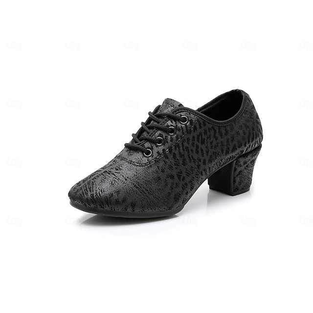  Men's Latin Dance Shoes Modern Dance Shoes Dance Shoes Prom Ballroom Dance Lace Up Party / Evening Professional Thick Heel Closed Toe Lace-up Adults' Black