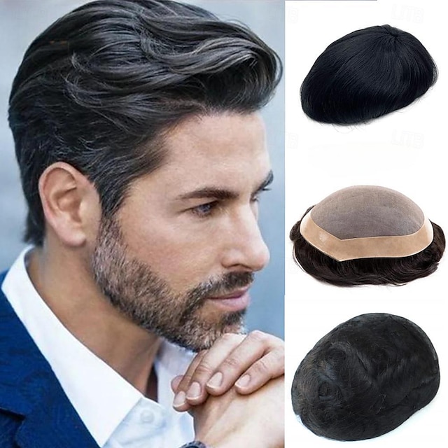 Mono Toupee Men Wig Natural Human Hair Breathable Male Hair Prosthesis Capillary 6 Male Wig Exhuast Systems Men Wig 6X8 6X9 8X10
