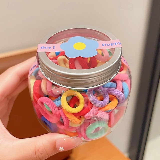  100kpl Lapset Tyttöjen Hiuskoristeet Makea Kausaliteetti Päivittäin Yhtenäinen väri [Ilmainen purkki] Makea viileä musta [noin 100 tikkua] [Ilmainen purkki] Värikäs [Noin 100 kappaletta]