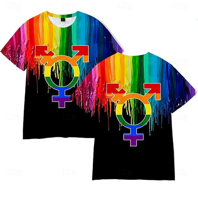  LGBT LGBTQ bandera arcoiris T-Shirt Arco iris Gráfico Para Hombre Adulto Carnaval Mascarada Impresión 3D Desfile del orgullo Mes del Orgullo