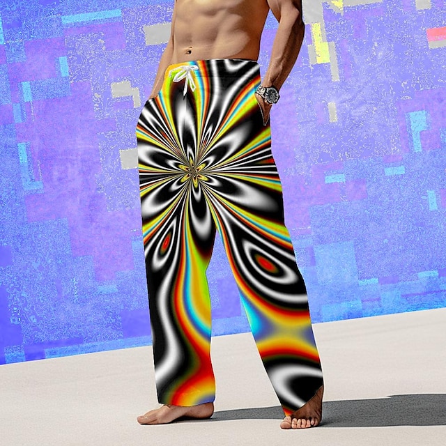  Graphic Urlaub Brautkleider schlicht Herren Hose Hosen Mittlere Taillenlinie Sommer Frühling 3D-Druck entspannte Passform Unelastisch