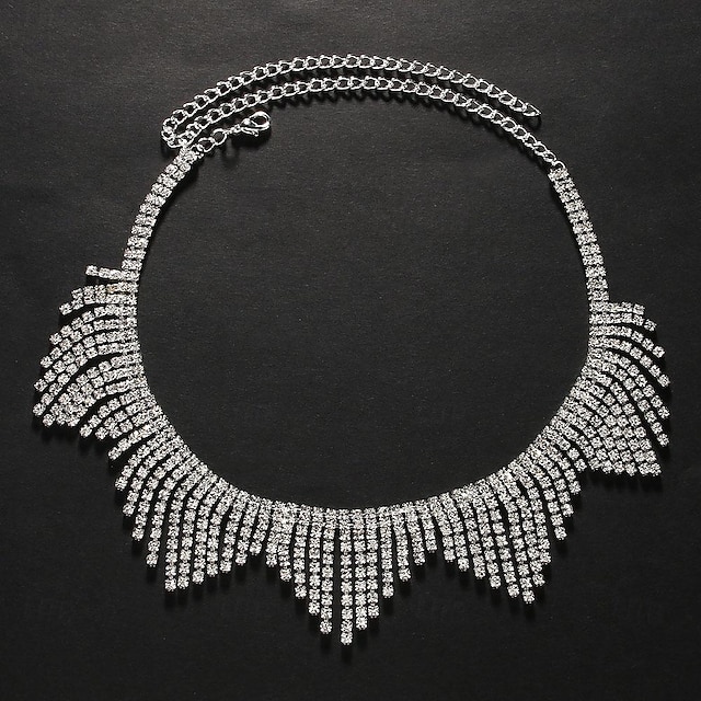  Choker Necklace Rhinestones Women's Luxury Tassel Tassel Fringe Wedding Circle Necklace For Wedding Party