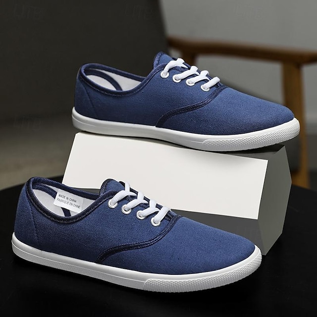  Women's White Canvas Sneakers Low Top Slip on Shoes Lightweight Casual Tennis Shoes White Blue