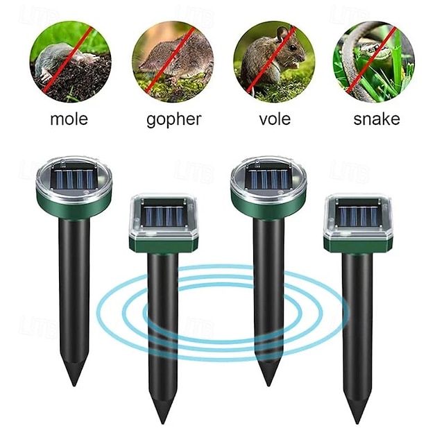  Solar Ultrasonic Mouse and Snake Repeller – Garden Pest Deterrent with Shock and Vibration, Solar Powered Lawn Protection Device