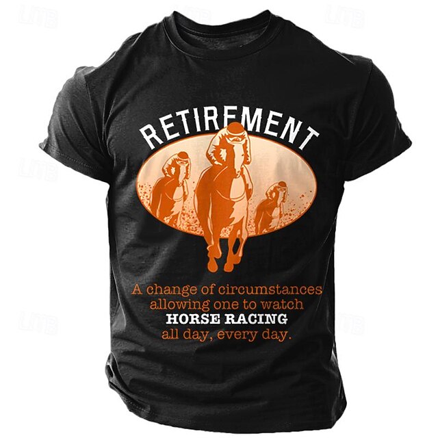 Men's Letter Horse Racing T Shirt Tee Top 100% Cotton Short Sleeve Graphic Shirt Black Army Green Dark Blue Comfortable Tee Street Sports Outdoor Fashion Designer Clothing 6