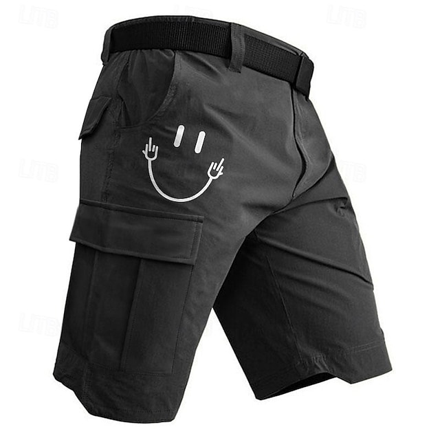  Мужские шорты-карго походные шорты с принтом улыбки водостойкие быстросохнущие легкие дышащие рабочие шорты без ремня