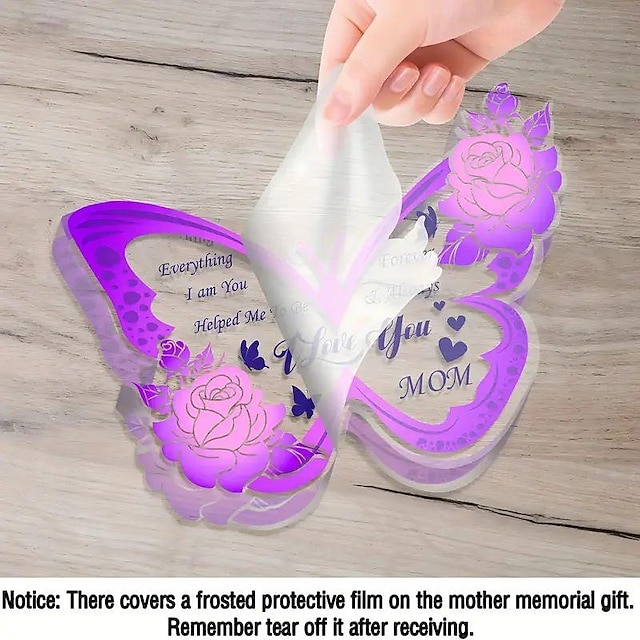  1pc Birthday Gift For Mom Great Mother's Day Appreciate Inspiring Thanks Acrylic Butterfly Card For The Best Mom Souvenir For Women's Desk Decoration