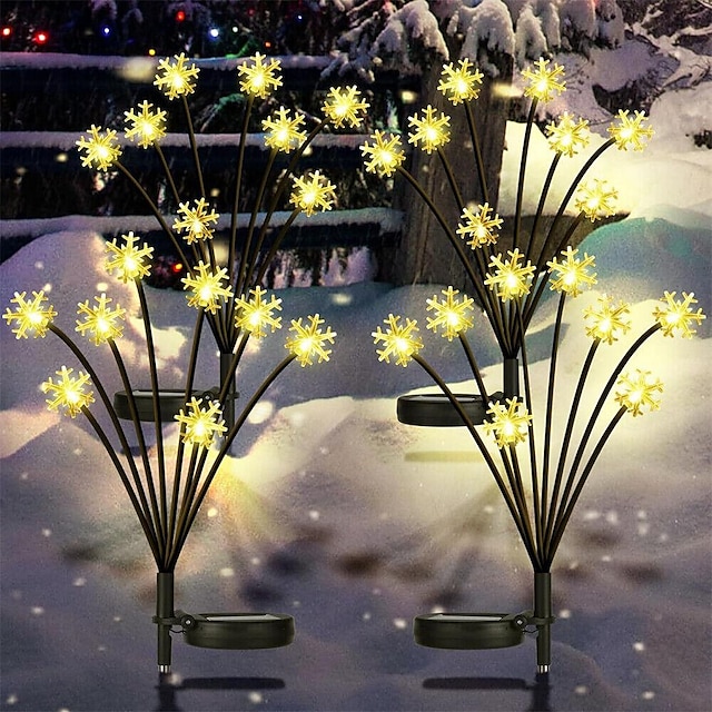  2 шт. солнечный снежинка звезда свет для газона 8 светодиодов открытый водонепроницаемый садовый свет праздник открытый двор парк тропа рождественский внутренний дворик ландшафтное украшение