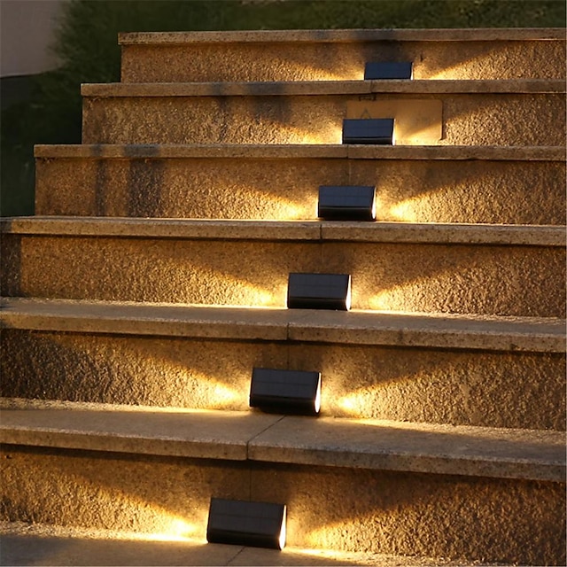  1/2 יחידות אורות סיפון סולארי led חיצוני צעד אורות חצר חצר מעקות קיר מעקות דקורטיבי פריסה ביתית מדרגות עמיד למים רגל אורות צעד