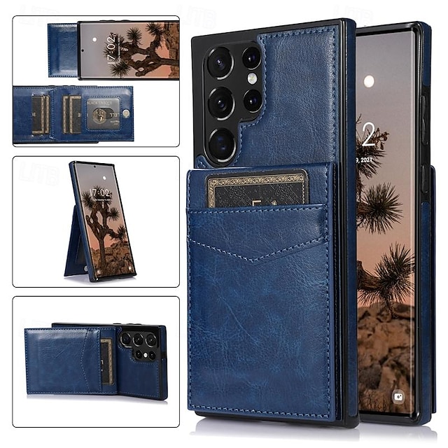  Phone Case For Samsung Galaxy S24 S23 S22 S21 Ultra Plus A55 A35 A25 A15 5G A54 A34 A14 S20 Plus S20 Ultra S20 S20 FE Back Cover with Stand Holder Card Slot Shockproof TPU PU Leather