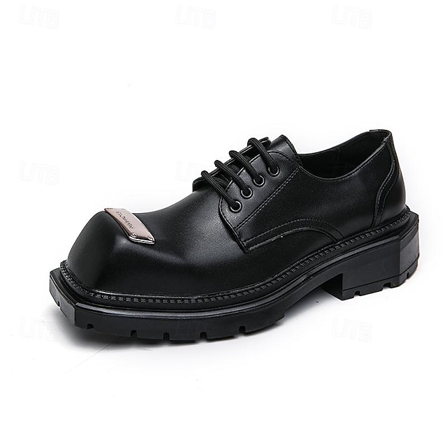  Bărbați Oxfords Retro Pantofi formali Pantofi de stil britanic Afacere Englezesc gentleman britanic În aer liber Zilnic PU Augmentare Înălțime Comfortabil Anti-Alunecare Dantelat Negru Primăvar