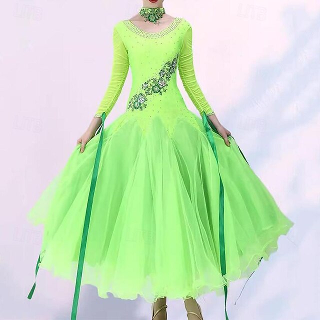  Für den Ballsaal Kleid Kristalle / Strass Damen Leistung Party Langarm Elastan