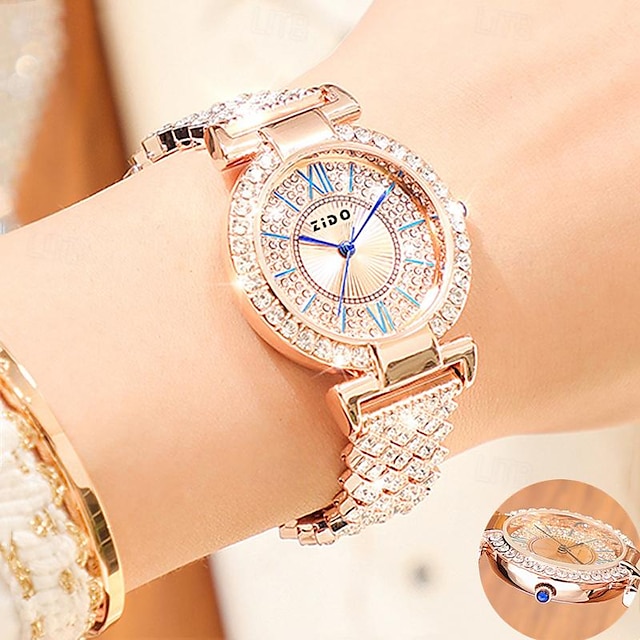  Nueva moda, reloj de mujer versátil, ocio sencillo, ligero, lujo, tendencia de alta gama, lleno de diamantes, reloj de cuarzo con luz de estrellas, correa de acero con incrustaciones de cristal, reloj