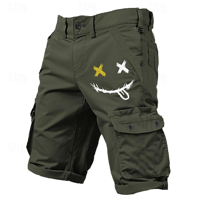  Hombre Pantalón Corto Cargo 6 bolsillo Graphic Al Aire Libre Longitud de la rodilla Exterior Deporte Casual Deportes Moda Verde Ejército Caqui Microelástico