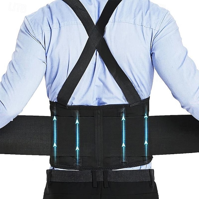  Ergonomic Back Brace Belt with Suspenders  Spandex Lumbar Support for Men & Women, Ideal for Construction and Heavy Lifting, Hook-and-Loop Adjustable Fit, Hand Washable
