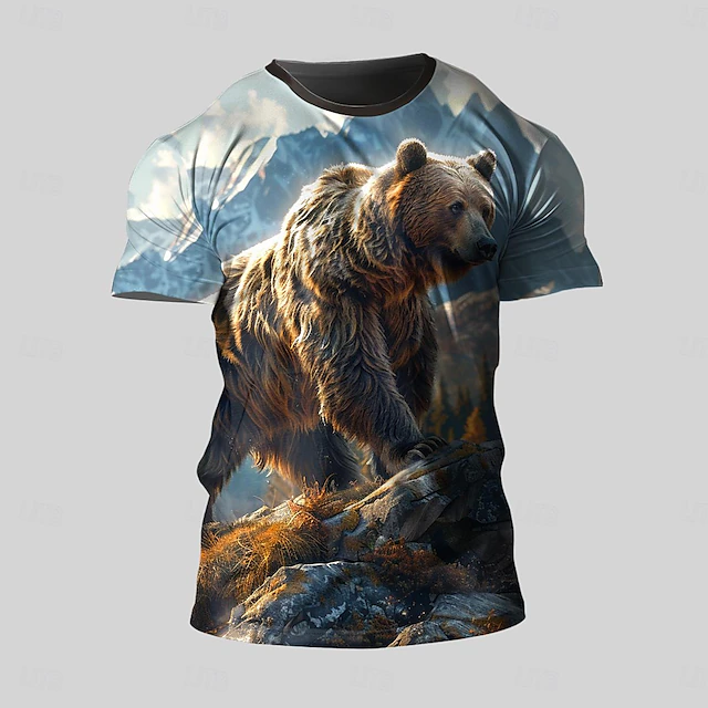 Men's Animal Polar Bear T Shirt T shirt 3D Print Crew Neck Shirt Fashion Athleisure Street Sports Outdoor Blue Dark Blue Summer Spring Clothing Apparel S M L XL XXL XXXL 5