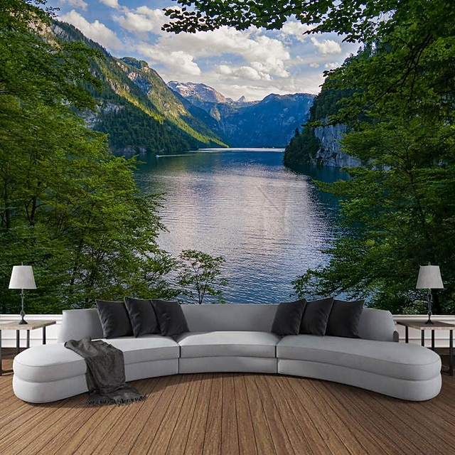 Mountain River Nature Scenery Hanging Tapestry Wall Art Large Tapestry Mural Decor Photograph Backdrop Blanket Curtain Home Bedroom Living Room Decoration 13