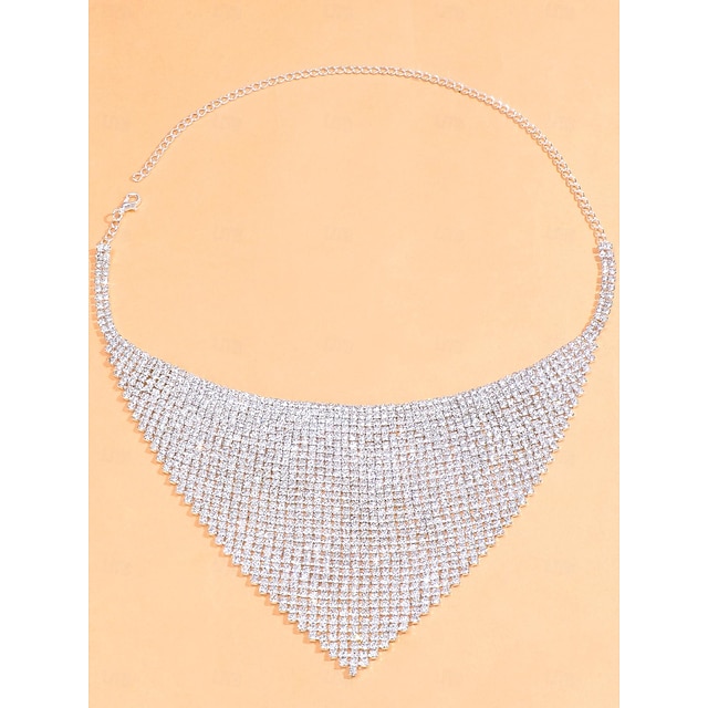  Choker Necklace Rhinestones Women's Luxury Layered Wedding Sector Necklace For Wedding Party