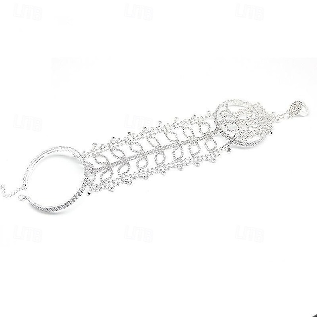  女性用 テニスブレスレット リングブレスレット タッセル リーフ 貴重品 ファッション ぜいたく ラインストーン ブレスレットジュエリー シルバー / ゴールド 用途 贈り物 婚約