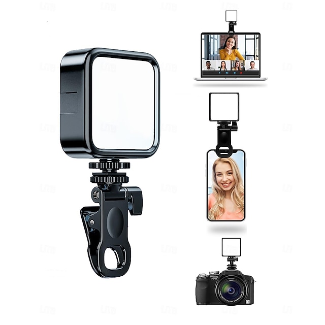  Selfie Light, Phone Light with 3 Lighting Modes/5 Brightness Levels, Portable Phone Ring Light for Makeup, Live Stream, Rechargeable Clip Video Light for iPad/Camera/Laptop