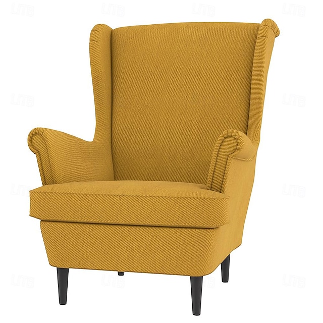  غطاء كرسي Strandmon مصنوع من القطن بنسبة 100% بظهر مجنح وأغطية منزلقة مبطنة بلون موحد من سلسلة IKEA