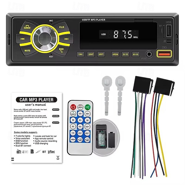  Car Radio Stereo Player Digital Bluetooth MP3 Player 60Wx4 FM Audio Stereo Music USB/SD with In Dash AUX Input