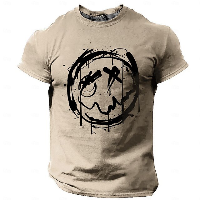  Herr Grafisk Rolig Le ansikte T-shirt Kortärmad T-shirt 3D-tryck Rund hals Skjorta Mode Designer Dagligen Svart Grön Kaki Vår & sommar Kläder S M L XL XXL XXXL