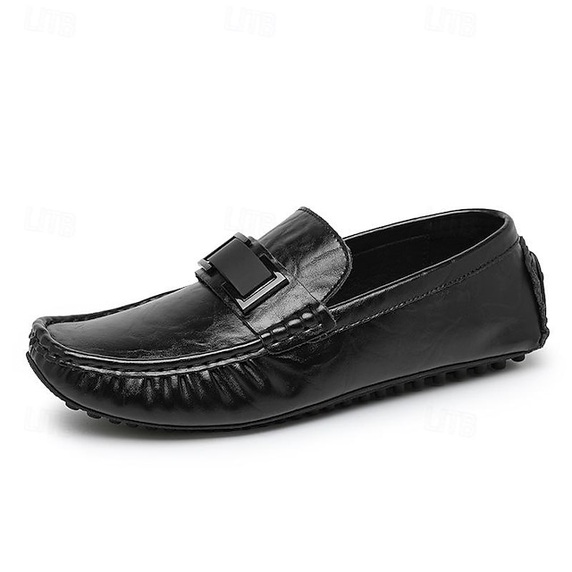  Hombre Zapatos de taco bajo y Slip-On Mocasines de Confort mocasines de conducción Negocios Casual caballero británico Boda Oficina y carrera Cuero Negro Blanco Azul