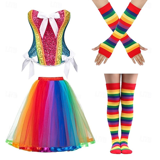  rainbow pride outfits חצאית מיני טוטו גרביים מחוך גרביים גרביים כפפות 6 יחידות קוויר lgbt lgbtq למבוגרים נשים הומו לסבית לגאווה מצעד גאווה מסיבת חודש גאווה קרנבל