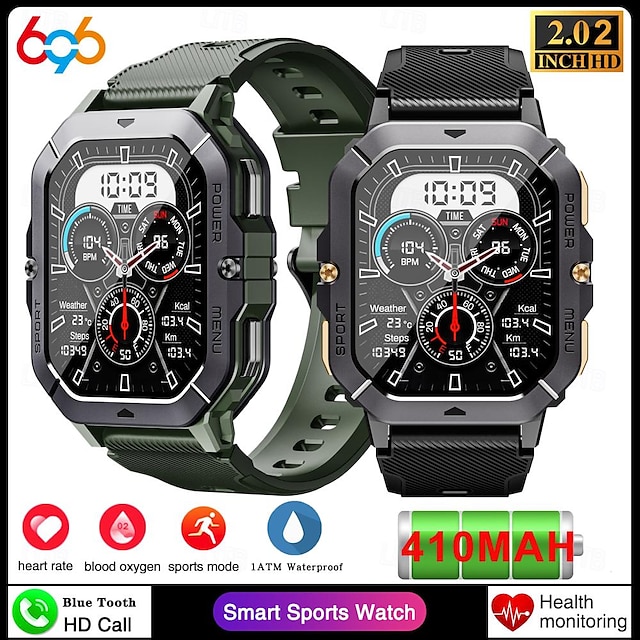  696 C28 Smart Watch 2.02 inch Smart Band Fitness Bracelet Bluetooth Pedometer Call Reminder Sleep Tracker Compatible with Android iOS Men Hands-Free Calls Message Reminder IP 67 42mm Watch Case