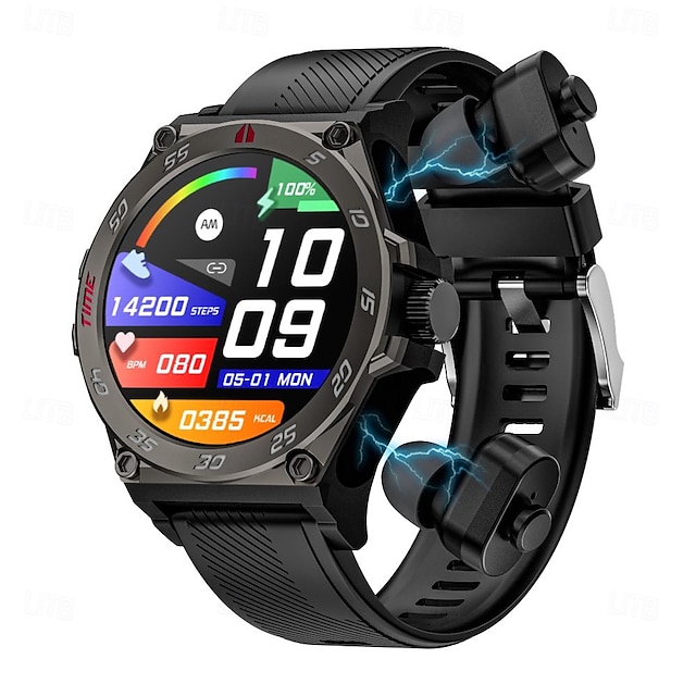  2024 Smart Watch TWS Headset 2-in-1 Bluetooth Call Outdoor Sports Watch 400mAh Battery Heart Rate Blood Pressure Sleep Smartwatch