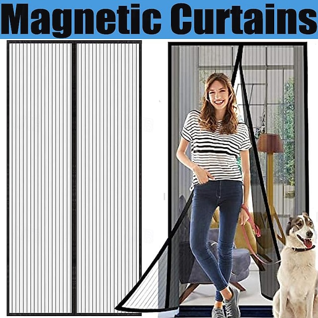  magnetisk skärmdörr, kraftig dörrskärm magnetisk stängning håller insekter ute, husdjur & barnvänlig, handsfree dörrskärm