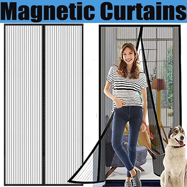  Magnetic Screen Door, Heavy Duty Door Screen Magnetic Closure Keep Bugs Out, Pet & Kid Friendly, Hands Free Door Screen