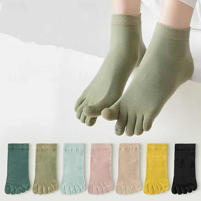  meias de dedo do pé sólidas meias de tamanho único para mulheres de cor sólida primavera verão