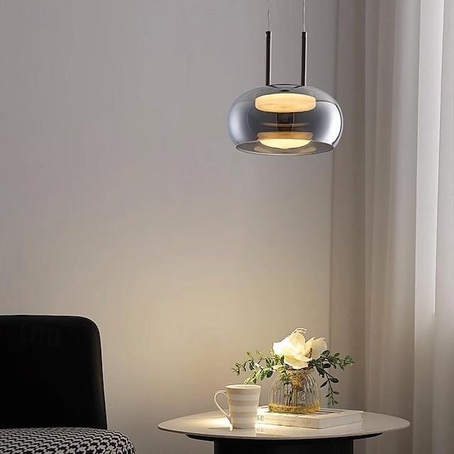  Lámpara colgante LED pantalla de cristal moderna 1 luz 23 cm dormitorio comedor 85-265v