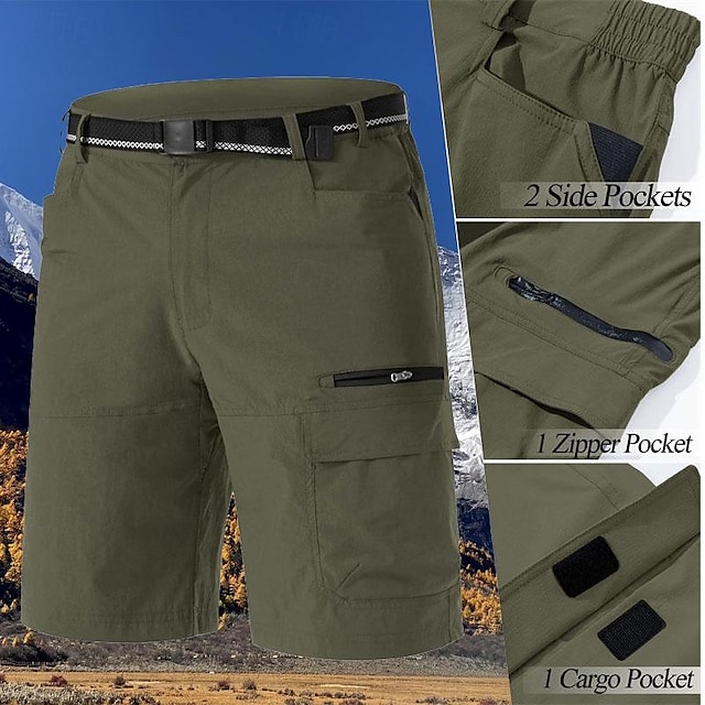  Men's Athletic Shorts Cargo Shorts Outdoor Shorts Hiking Shorts Button Pocket Plain Waterproof Breathable Short Outdoor Camping & Hiking Going out Sports Casual Black Green