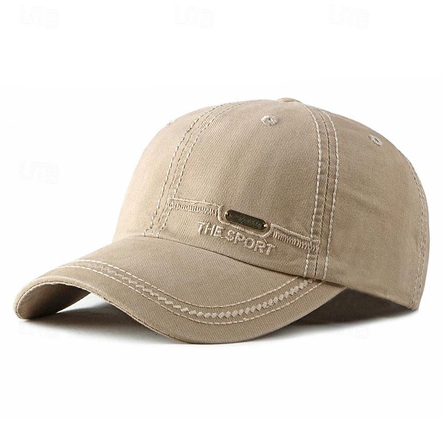 Men's Baseball Cap Sun Hat Trucker Hat Light Khaki Black Polyester Embroidered Fashion Casual Street Daily Letter Adjustable Sunscreen Breathable 13
