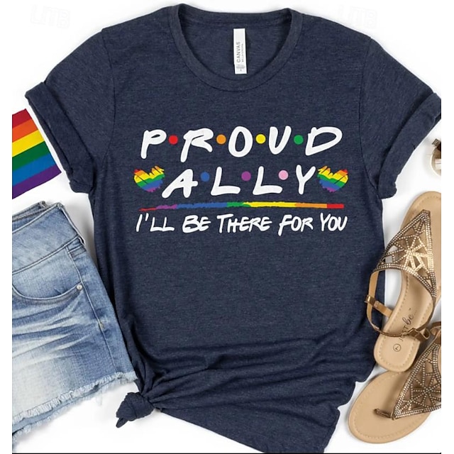  LMBT LMBTQ Póló Büszkeség ingek Szivárvány Büszke szövetséges, ott leszek neked leszbikus meleg Kompatibilitás Uniszex Felnőttek Mindszentek napja Farsang Álarcos mulatság Forró bélyegzés Pride
