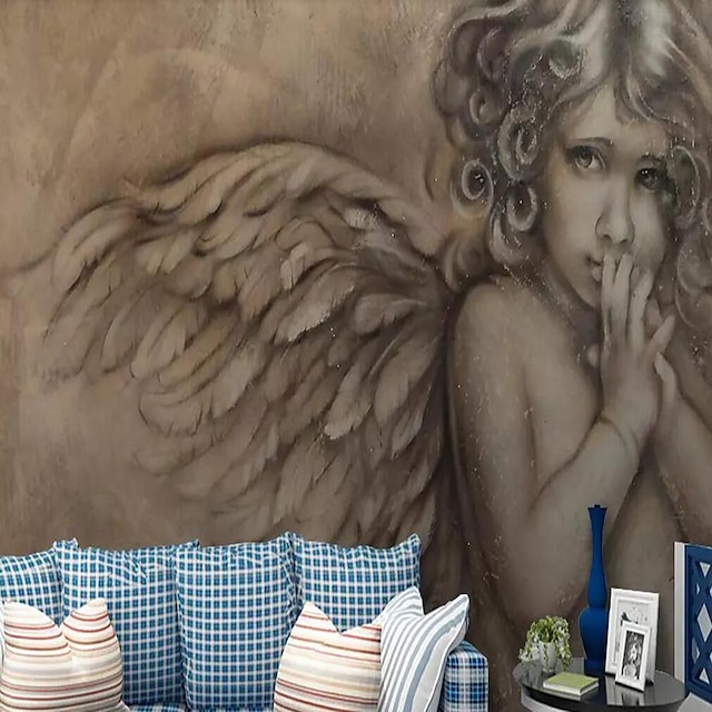  coola tapeter väggmålning vintage ängel 3d tapet väggdekal som täcker tryck lim krävs 3d effekt canvas heminredning