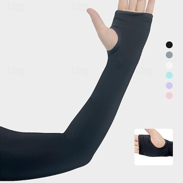  1 pereche Cizme pentru ciclism Mâneci Armwarmers Mâneci pentru răcire cu protecție solară UV Culoare solidă Respirabilitate Elastic Bicicletă Negru Alb Mov Mătase de Gheață pentru Pentru femei Adulți