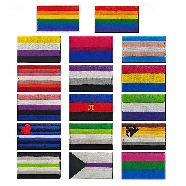  Drapeau arc-en-ciel de fierté festival gay et bisexuel, badge velcro brodé, patch en tissu de décoration pour sac à dos