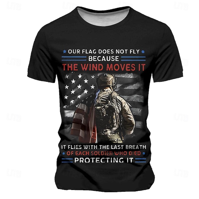  Drapelul SUA american Soldat Sport Modă Bărbați Tipărire 3D Tricou Stradă Sport exterior Ziua Independenței Americane Tricou Negru Trifoi Stil Nautic Cămașă Vară Primăvară Îmbrăcăminte S M L XL XXL