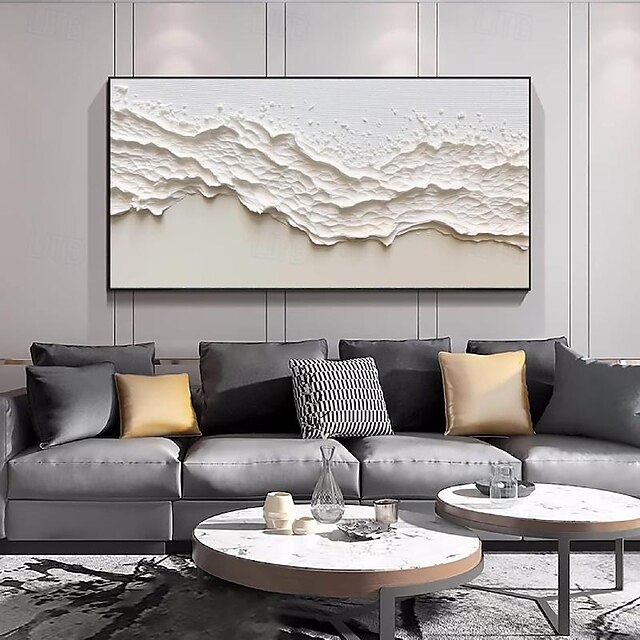 Oversized Seaswaves white Textured Painting handmade Clouds Abstract ...