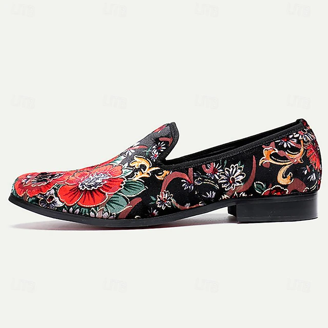 Men's Loafers & Slip-Ons Dress Loafers Leather Suede Comfortable Slip Resistant Loafer Black / Red 10