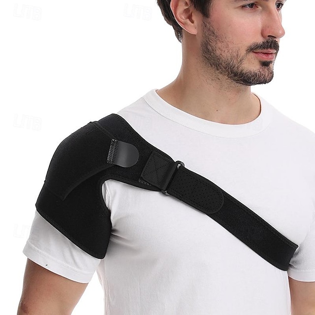  1 peça de cinta de ombro, manga de suporte e compressão para manguito rotador rasgado, articulação CA, envoltório imobilizador de braço, bolso para bolsa de gelo, alça de estabilidade, ombro deslocado