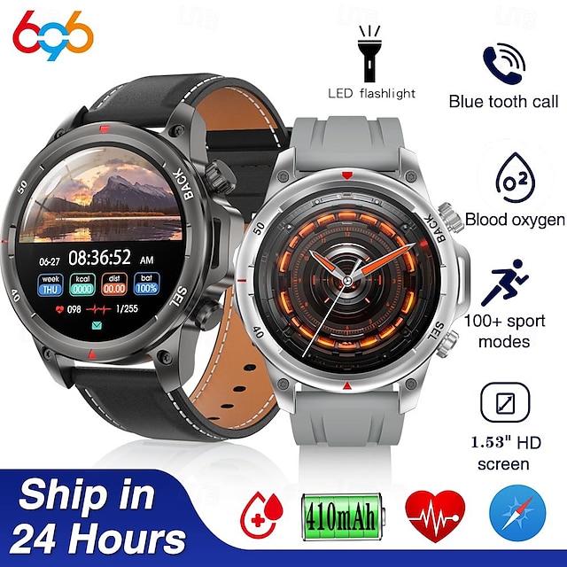  696 DK68 Smart Watch 1.53 inch Smartur Bluetooth Skridtæller Samtalepåmindelse Sleeptracker Kompatibel med Android iOS Herre Handsfree opkald Beskedpåmindelse IP 67 47mm urkasse
